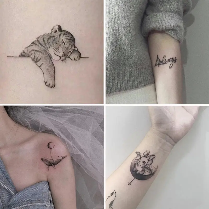 Temporary Tattoo Stickers Black and White Tiger Tattoo Stickers Waterproof