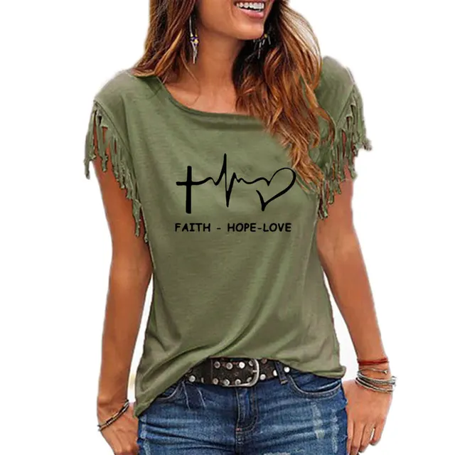 Faith Hope Love Christian Women T-shirt Sleeveless Casual Tshirt Summer Casual O-Neck Cotton TShirt Tops 4