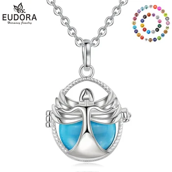 

EUDORA 18mm Angel wing Cage Pendant Harmony Bola Musical ball Pendant Angel Caller goddess Necklace For Pregnancy women K395