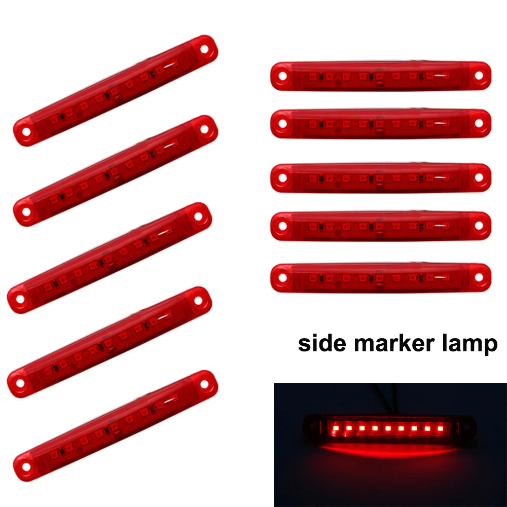 

10pcs 24V 9SMD Truck lights led marker light Car Bus Truck Lorry Side Marker Indicator Trailer Light Rear Side Lamp