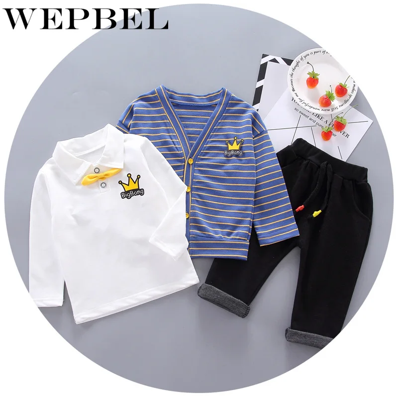 WEPBEL/комплекты одежды для малышей; комплекты одежды для маленьких мальчиков и девочек; пальто; футболка; штаны; Детские повседневные Костюмы