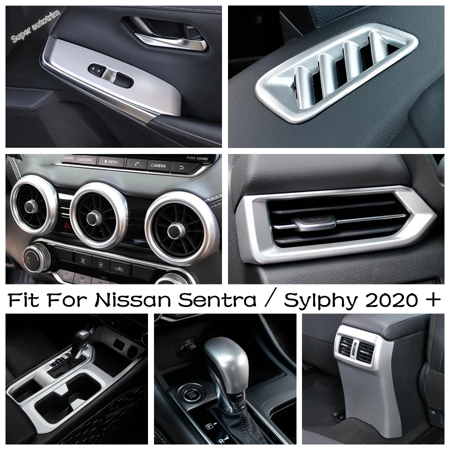 

Gear Shift Head / Window Lift / AC Air Conditioning Vents / Rear Armrest Box Cover Trim For Nissan Sentra / Sylphy 2020 - 2023