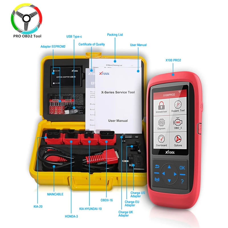 Программатор автомобильных ключей XTOOL X100 Pro2 мультиязычное устройство для чтения