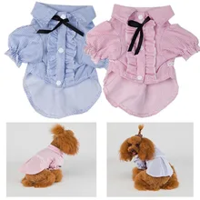 Одежда для домашних животных; Одежда для собак-питомцев; Одежда для кошек; сезон весна-лето; модная Милая футболка в полоску с короткими рукавами