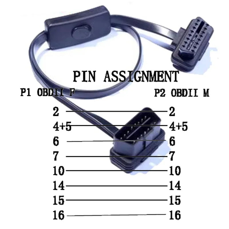 Зеленый OBD 2 OBD2 OBD II сплиттер удлинитель Y кабель 1 до 2 порта 16 Pin диагностический ELM327 электронный разъем провода - Цвет: Switch OBD2 16Pin