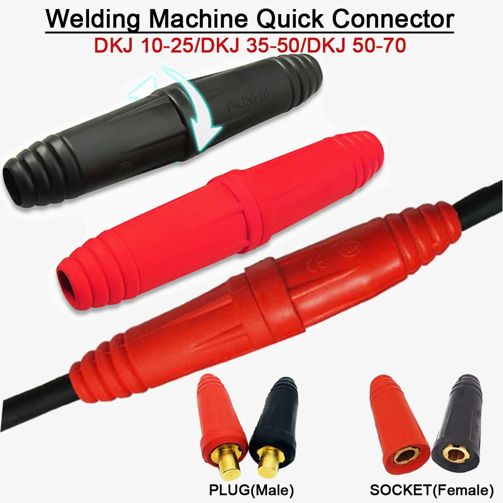 Welding Cable Connector 1Pair Tig Mig Rapid Fitting Europe Welding Machine Plug DKJ10-25 35-50 50-70