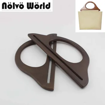 

1 pair=2 pieces,24.5X11.5cm Women Simply Crochet Bag Wooden Handle,Brown Plywood handle make your own special handbag gift