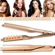 

2 In 1 Hair Straightener And Curler Negative Ion 3D Spiral Heating Plate Strainghting Flat Iron Curling Wand Hair Styler