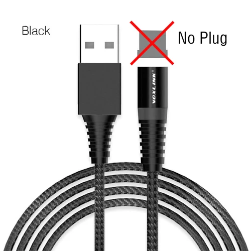 VOXLINK светодиодный магнитный usb-кабель для iPhone Xs Max 8 7 6 и кабель USB type C и кабель Micro usb для samsung Xiaomi huawei htc USB C - Цвет: Black Cable no Plug