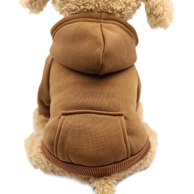 Зимняя теплая одежда для собак мягкий меховой капюшон Cothing для маленького среднего кота автоматический поводок для собак пальто куртка для Чихуахуа щенок йоркширского терьера наряд - Цвет: style 2 coffee