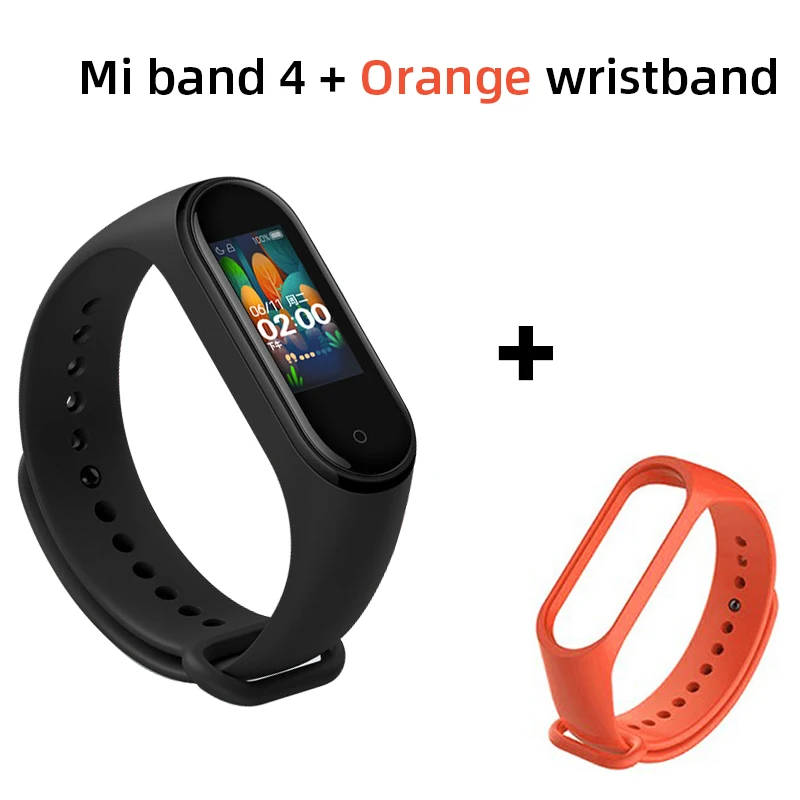 Add Orange Глобальная версия, Xiaomi Mi, 4 Смарт-часы, пульсометр, фитнес-трекер, браслет, цветной дисплей, смарт-браслет, 135 мАч - Цвет: Add Orange