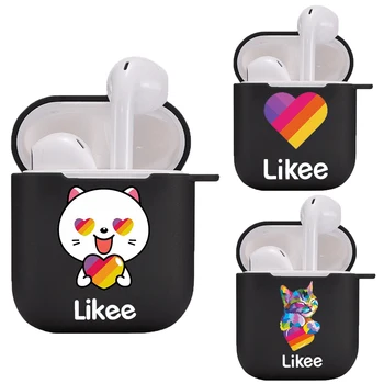 

fashion cartoon Likee Funny cat Earphone Case Charging Box Case For Apple AirPods 2 1 soft Black Protective Cover Accessories