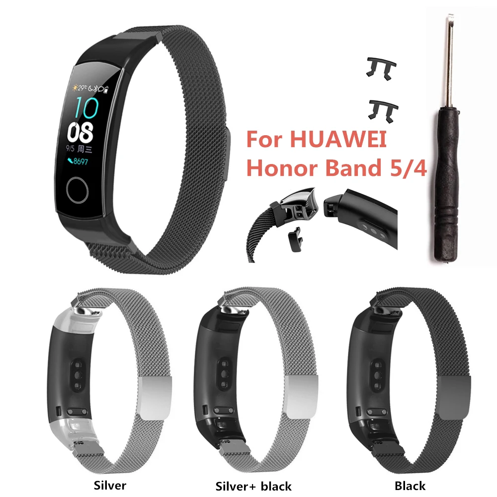 Для Honor Band 5 4, металлический ремешок, умные часы, браслет из нержавеющей стали для huawei Honor band 5, браслет, оксиметр, глобальная версия