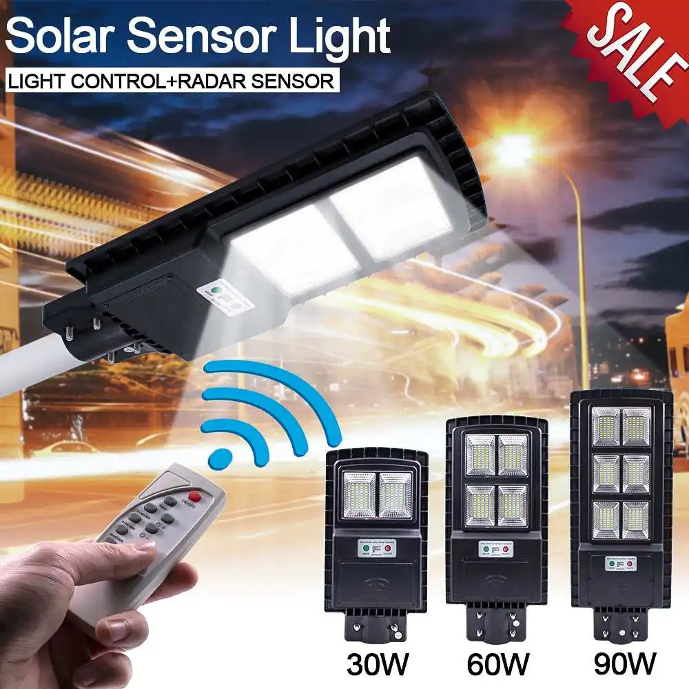 

Led Solar Street Light 40W 90W 120W Street Lamp Outdoor Remote Control Radar Motion Timing Waterproof for Villas and Garden Yard