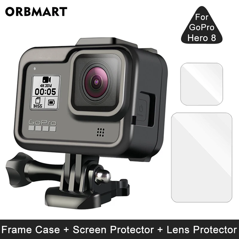 

Frame Case for GoPro Hero 8 Black Screen Protector Tempered Glass Protective Lens Film Cover Mount for Go Pro 8 Accessories