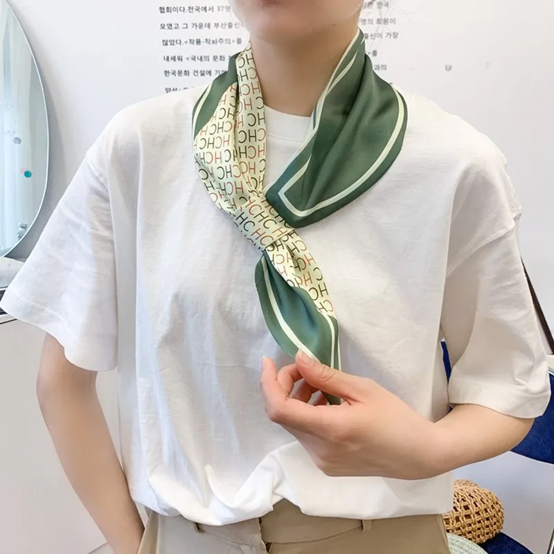 

Silk Scarves Female Korean-style Ribbon Silk Scarf Sun-resistant Narrow Strip Gauze Kerchief Imitated Silk Fabric Neckerch