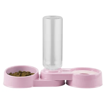 

Food Dispenser 750ML Save Space Corner Automatic Drinking Water Feeder Pet Dogs Cats Home Leakproof Easy Clean Bowl 2 In 1