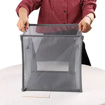 

Cloth Storage Basket Mesh Square Box Sundries Sorting Stand Large Side Handles Holder