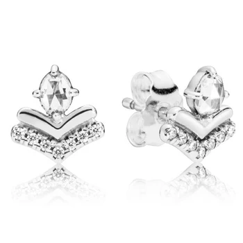 

Authentic 925 Sterling Silver Earring Classic Wish Stud Earrings With Crystal For Women Wedding Gift Fine Jewelry