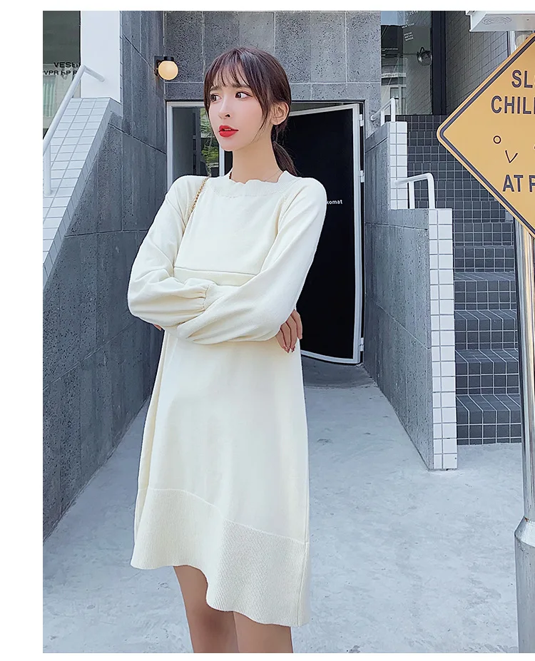 Factory Sale Autumn and Winter Korean Loose for Pregnant Women Breastfeeding Dress Knitted Sweater Feeding Clothes Dress