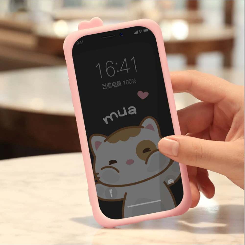 Мультяшный силиконовый чехол-держатель для iPhone 11 Pro Max Cat Форма Настольная поддержка через плечо ремешок противоударный Fundas