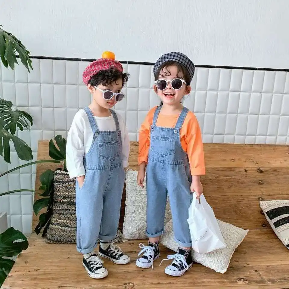 FEOYA Little Boys Girls Dungarees Denim Jeans Bib Overalls Jumpsuits for Babys 