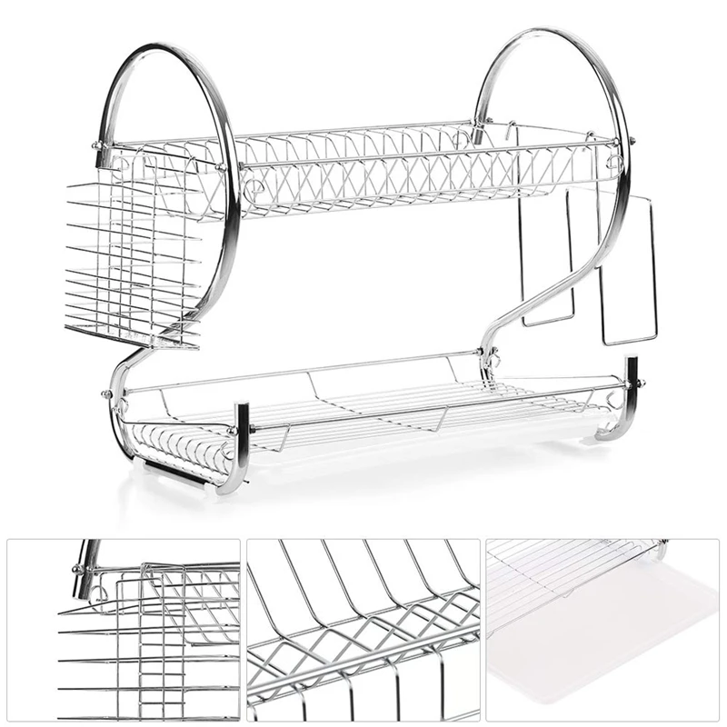 Сушилка для посуды, 2 уровня, сушилка для посуды, сушилка для посуды, держатель для миски, палочки для еды, держатель разделочной доски