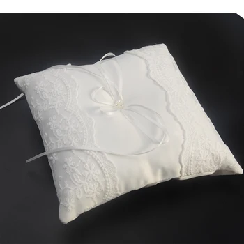

European Bow Romantic Decor Ring Pillow Cushion Embroidered Flowers Wedding