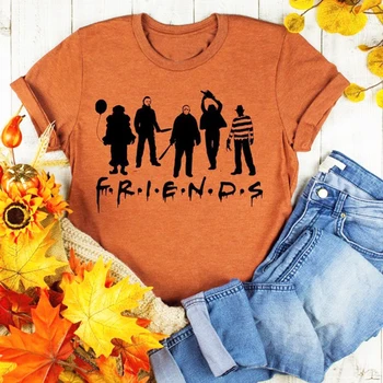 

Friends Halloween Shirt Basic Witch Tshirt Harajuku Women Tops Aesthetic Fall Women Tshirt Vintage 2020 Halloween Tee Letter
