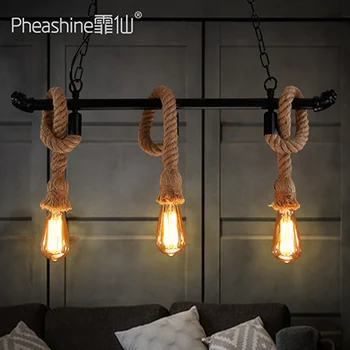

Loft industrial restaurant bar water pipe hemp rope chandelier retro nostalgic cash register long table simple decorative