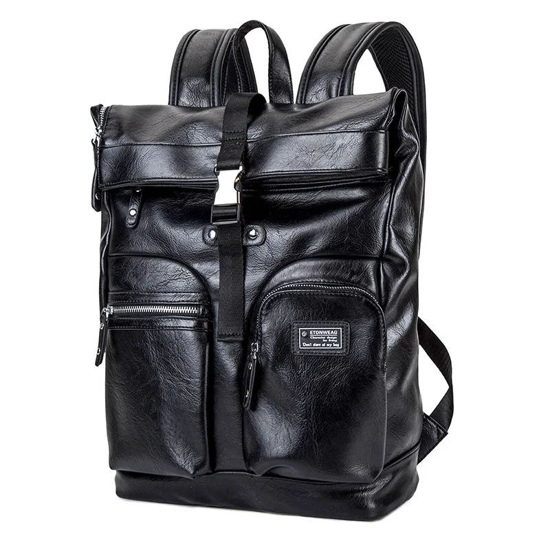 

Double shoulder bag, men's backpack, multifunctional pu leather, computer bag, travel bag.