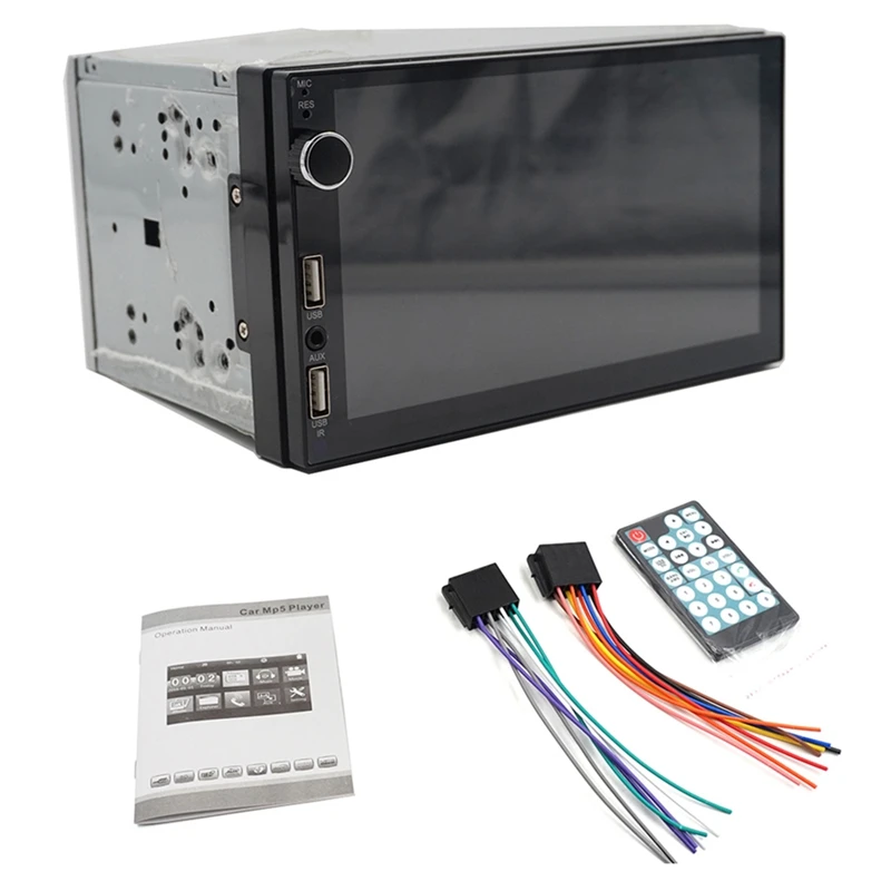 2 Din Автомобильный мультимедийный Радио Hd 7 дюймов пресс-экран стерео Bluetooth 12 В 2Din Fm Iso мощность Aux вход Авто Mp5 плеер Sd Usb 7022