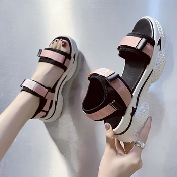 

Clogs Wedge Sports Women's Sandals Fashion Womens Shoes 2020 Summer Heels All-Match Suit Female Beige Espadrilles Platform