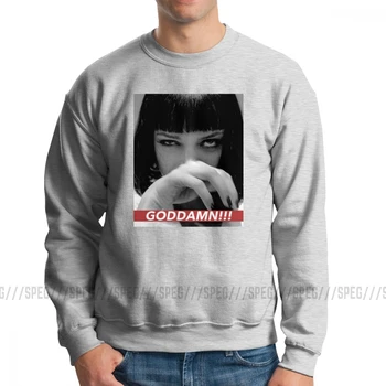 

MIA WALLACE Quentin Movie Pulp Fiction Men Sweatshirt Vintage Pure Cotton Crewneck Pullover Classic Fit Hoodie Apparel
