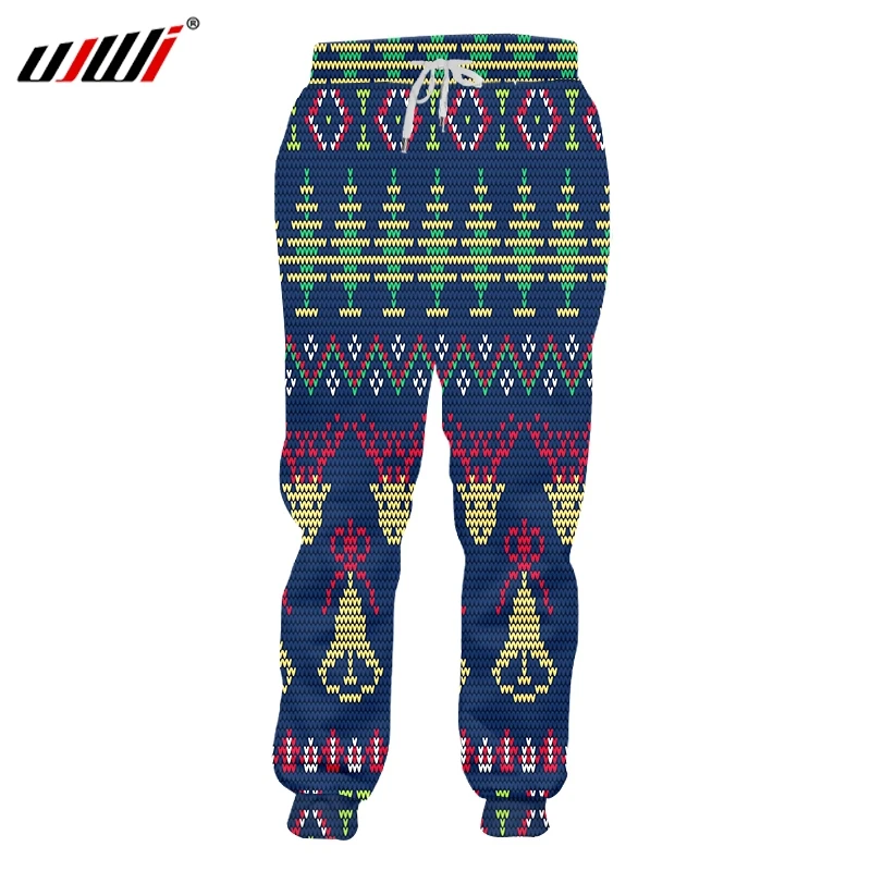 

UJWI 3d Print Men/Women Full Length Christmas Outfit Matching Sweatpants Top Casual Winter Pants Deer Bell Jogger Trousers