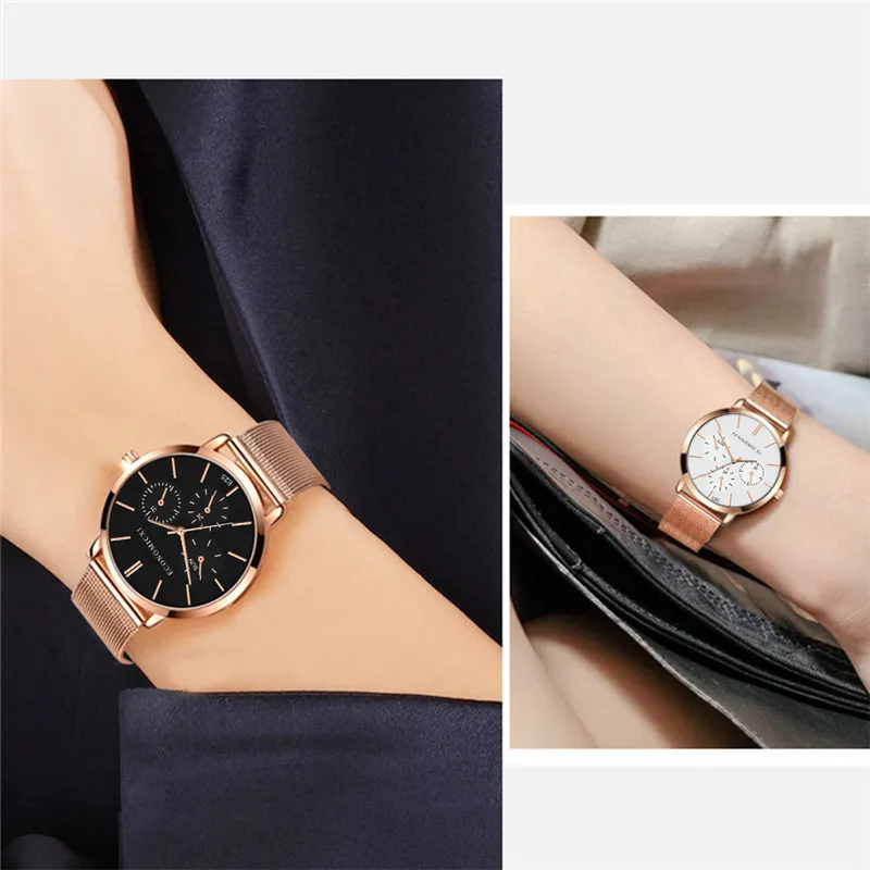 Женские кварцевые часы делового человека из розового золота с металлическим циферблатом, модные элегантные тонкие женские повседневные часы relojes para mujer