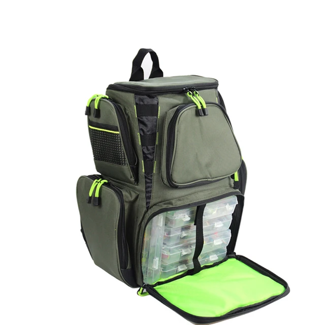 Fishing Tackle Storage Bag Fishing Backpack Waterproof Fishing Lures Reel  Bag with Adjustable Straps FA04
