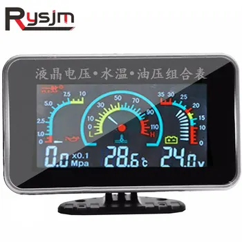 

Digital Truck Car Oil Pressure Gauge voltmeter 12v 24v Voltage Gauge Water temp Gauge volt meter With Temperature Sensor 3 IN 1