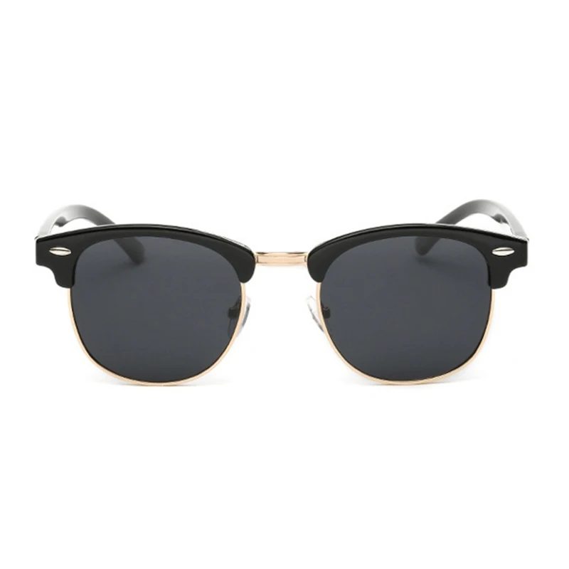 Halvstel polariserede solbriller Mand Kvinde Brand Designer Solbriller Mand Retro Nitte Spejl Eyewear Metal Gafas De Sol_voghion.com