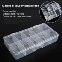 

Lightweight Nail Tips Jewelry Organizer Case Transparent Nail Rhinestones Storage Box with 10 Grids Nail Accessories