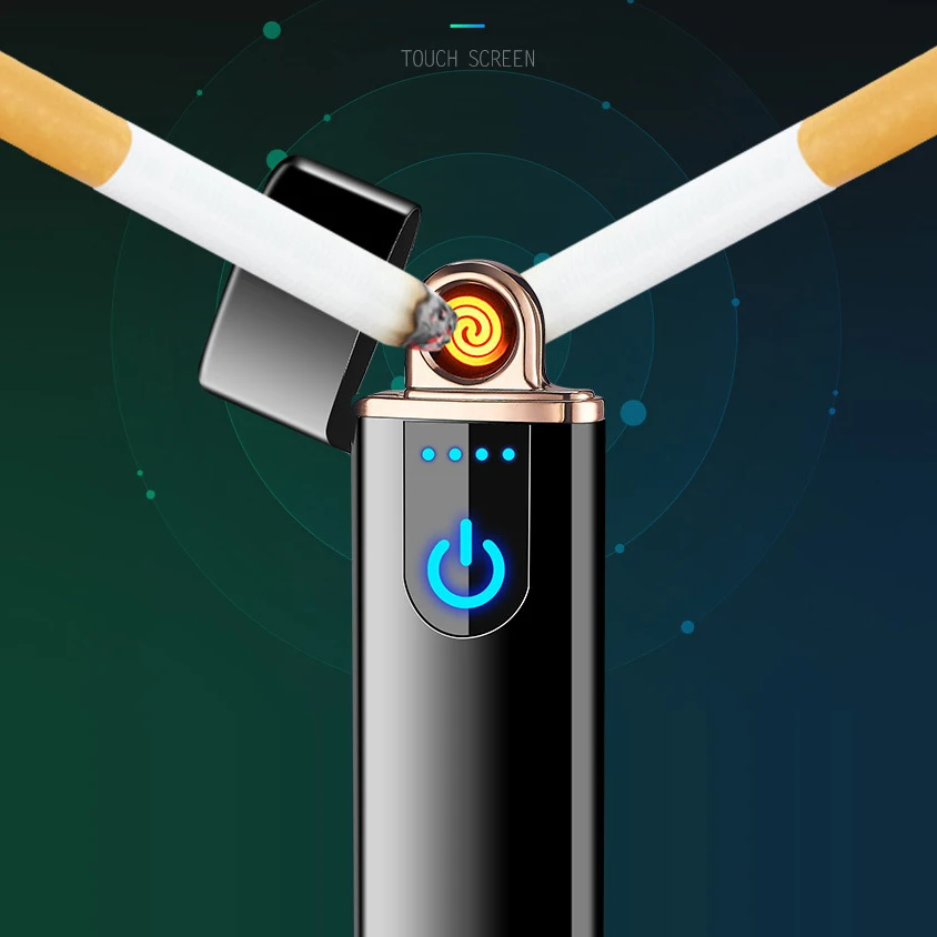 Импульсная дуговая USB Зажигалка Ветрозащитная электрическая зажигалка плазменная перезаряжаемая беспламенная металлическая электронная сигарета пьезо-зажигалка