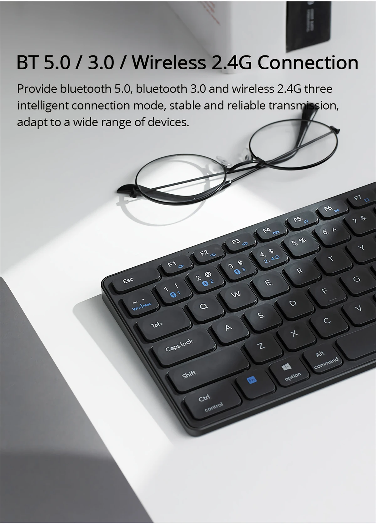 Rapoo E9350G Rechargeable Multi-Mode Wireless Keyboard 99 Keys Switch between BT5.0/BT3.0/2.4G for Mac Windows mini keyboard pc