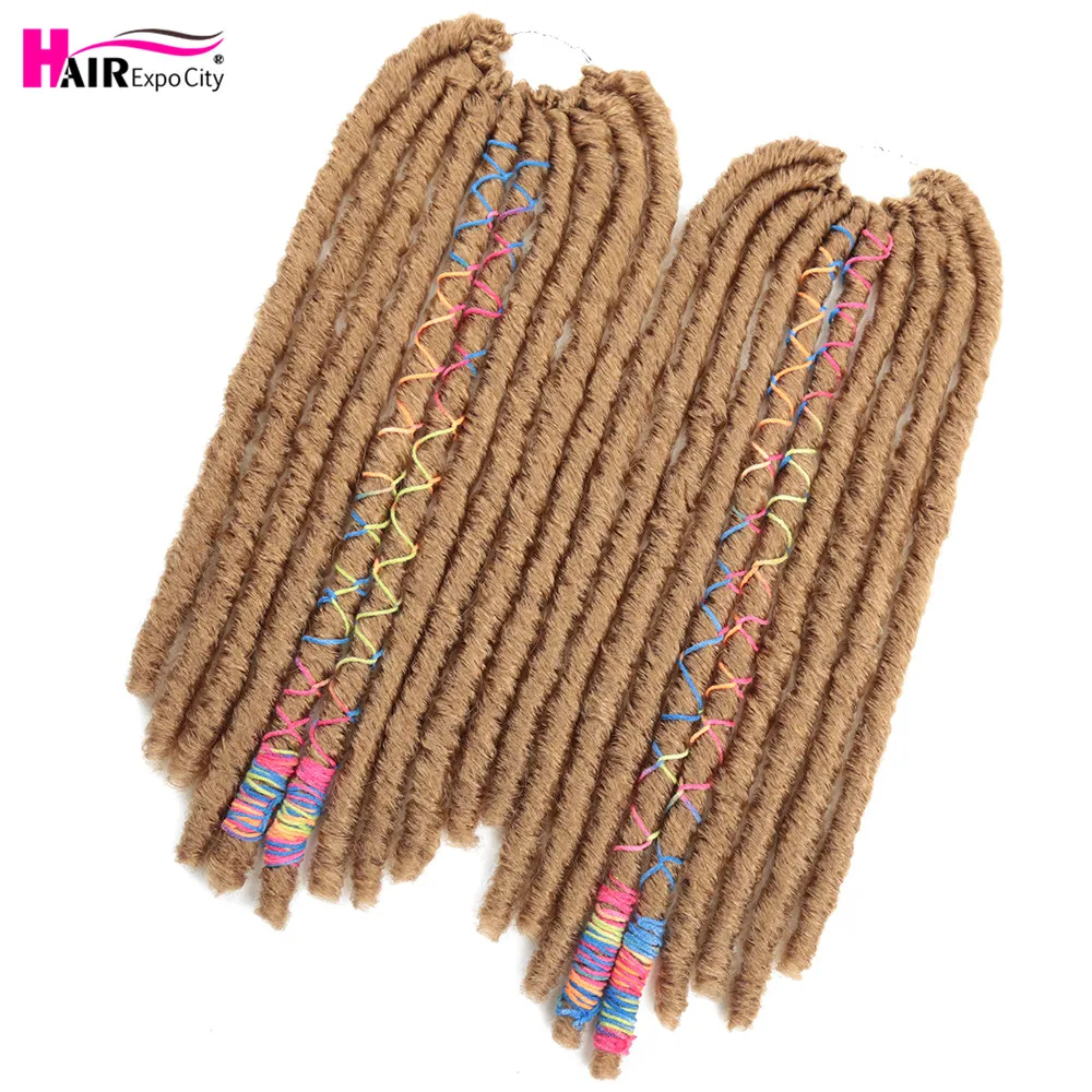 18" Soft Dreadlocks Crochet Braids Hair Goddess Faux Locs With Color Line Synthetic Braiding Hair Extensions Hair Expo City