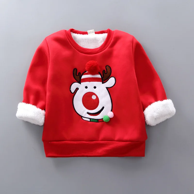 ZSIIBO/Детский свитер для мальчиков и девочек Рождественский бархатный свитер с длинными рукавами и рисунком для мальчиков и девочек Детский свитер