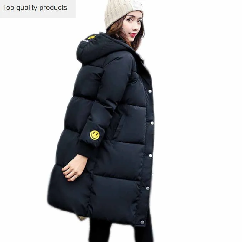 Женские парки зимняя куртка новинка 2020 вышивка смайлик толстая подкладка с