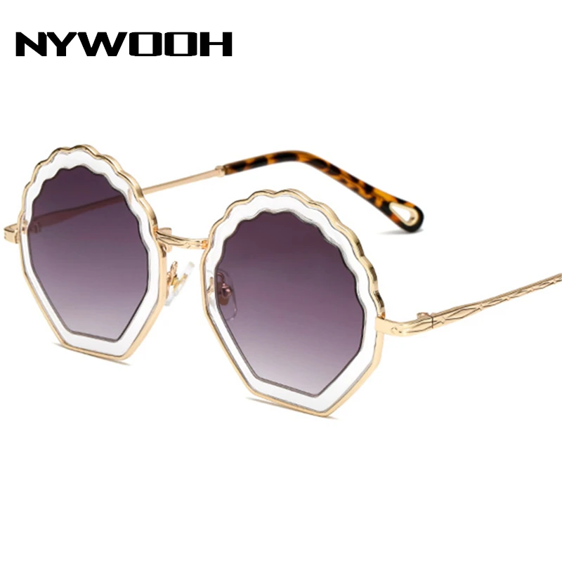 NYWOOH полигон солнцезащитные очки для женщин цветок солнцезащитные очки градиентные оттенки солнцезащитные очки брендовая дизайнерская металлическая двойная оправа очки