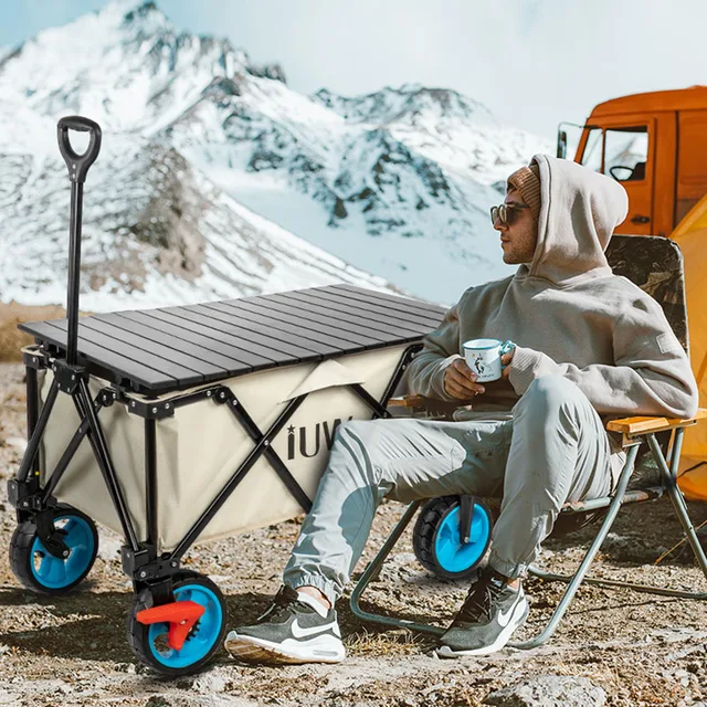 Kültéri Kemping Összecsukható Szállítási Kocsi Hordozható Nagy Kapacitású Bevásárló Otthoni Kerti Többfunkciós - Image 2