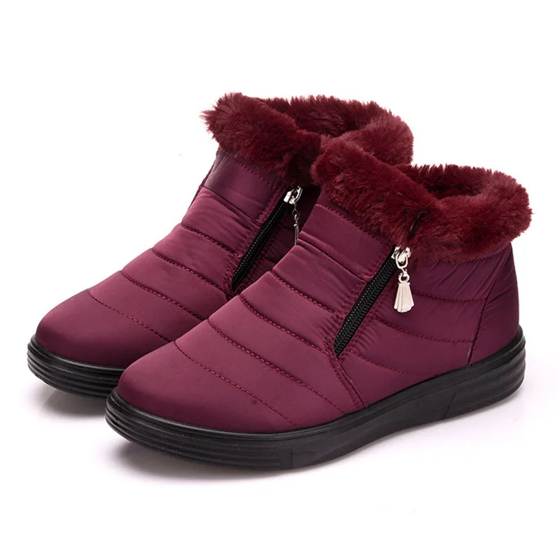

Women's Snow Boots Warm Short Fur Winter Ankle Boots Plus Size Platform Ladies Zip Shoes Female Comfortable Shoes Botas Mujer
