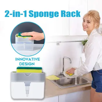 

Soap Dispenser Rack Soap Dispenser Soap Dispenser And Sponge Caddy Kitchen 2-in-1 Manual Press Liquid Soap Dispenser