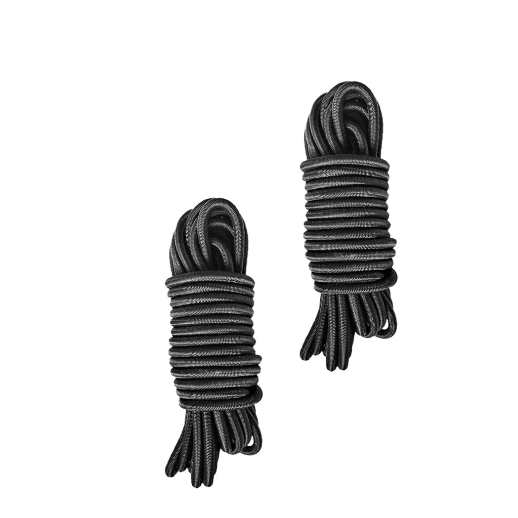 2 Pcs 5m/16.4ft 4mm Elastic Bungee Rope Shock Cord Tie Down for Boat Trailer, Black